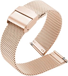 HABITZ 12/14/16/18/20/22mm Milanese Loop Quick Release Stainless Steel Strap Men Women Mesh Metal Replacement Bracelet Watch Band (Color : Rose Gold, Size : 20mm)