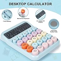 Vista 5 de Calculadora de interruptor mecánico con botones grandes, calculadoras de escritorio, 12 dígitos, pantalla LCD grande, calculadora de escritorio, Rosa