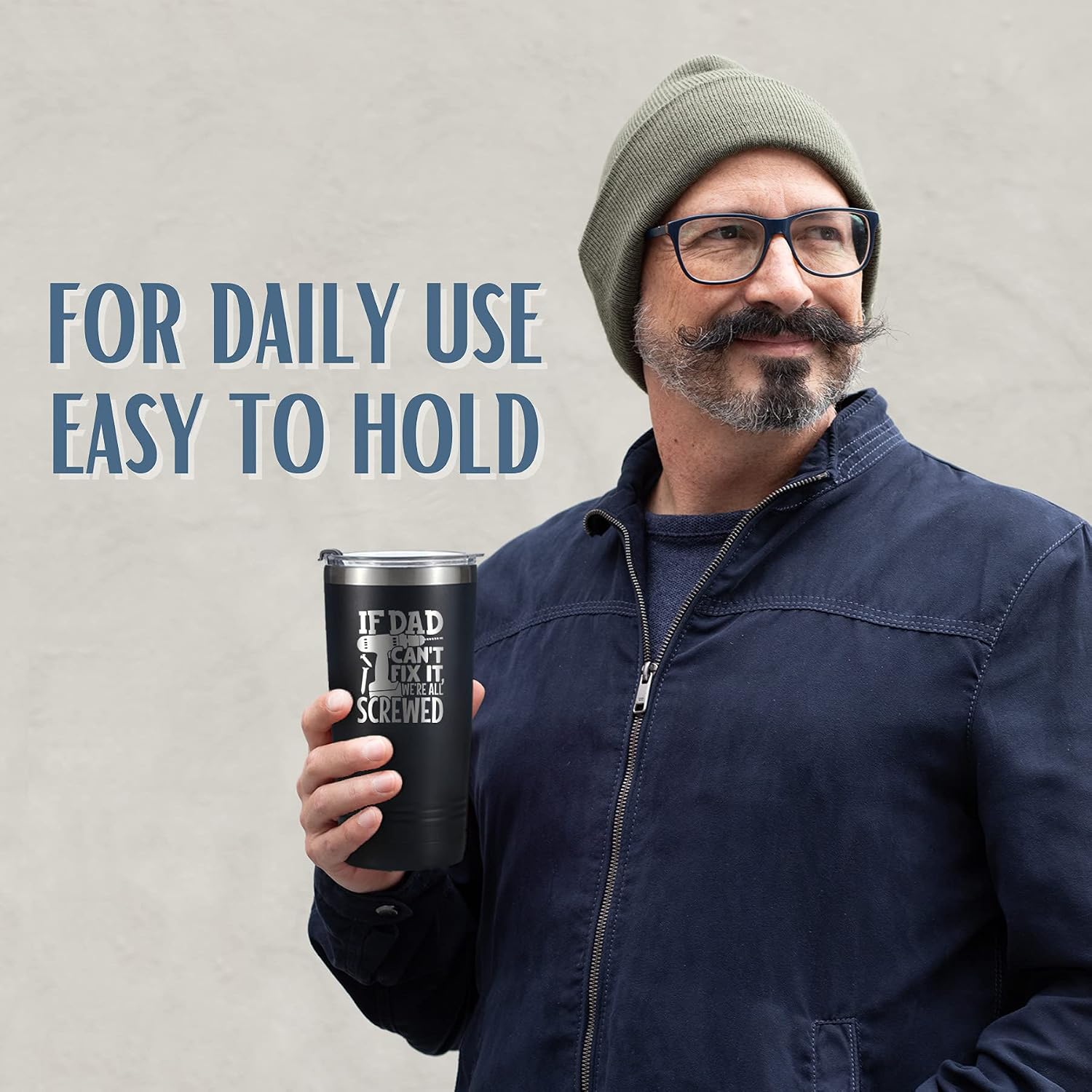 Onebttl Dad Gifts from Daughter I Am a Proud Dad of an Awesome Daughter Tumbler - Funny Fathers Day Present Travel Coffee Mug 590ml - Image 5