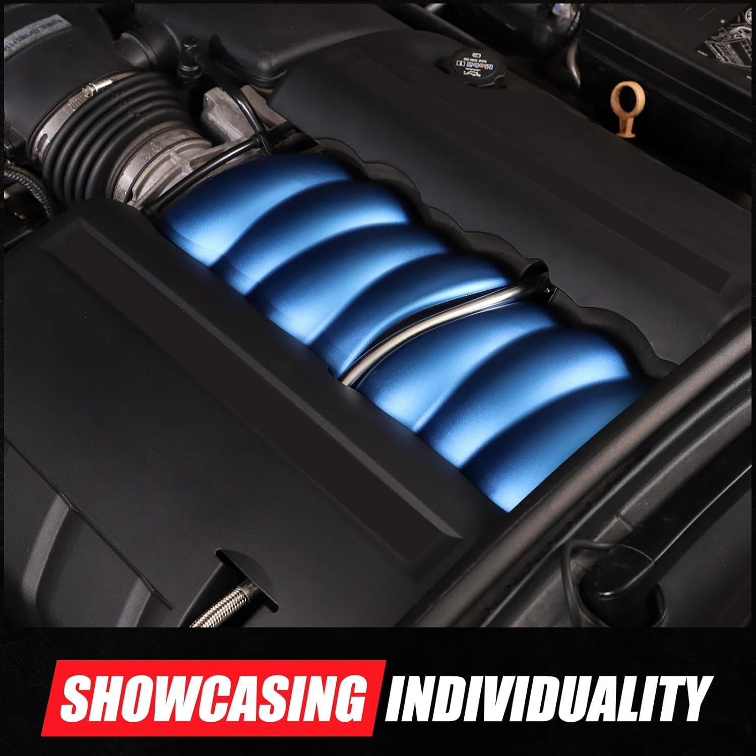 LLKUANG Car Intake Manifold Cover Molding Kit Compatible with Chevrolet Corvette C6 2005-2013,Aluminum Alloy Engine Compartment Intake Manifold Decoration Accessories,2PCS