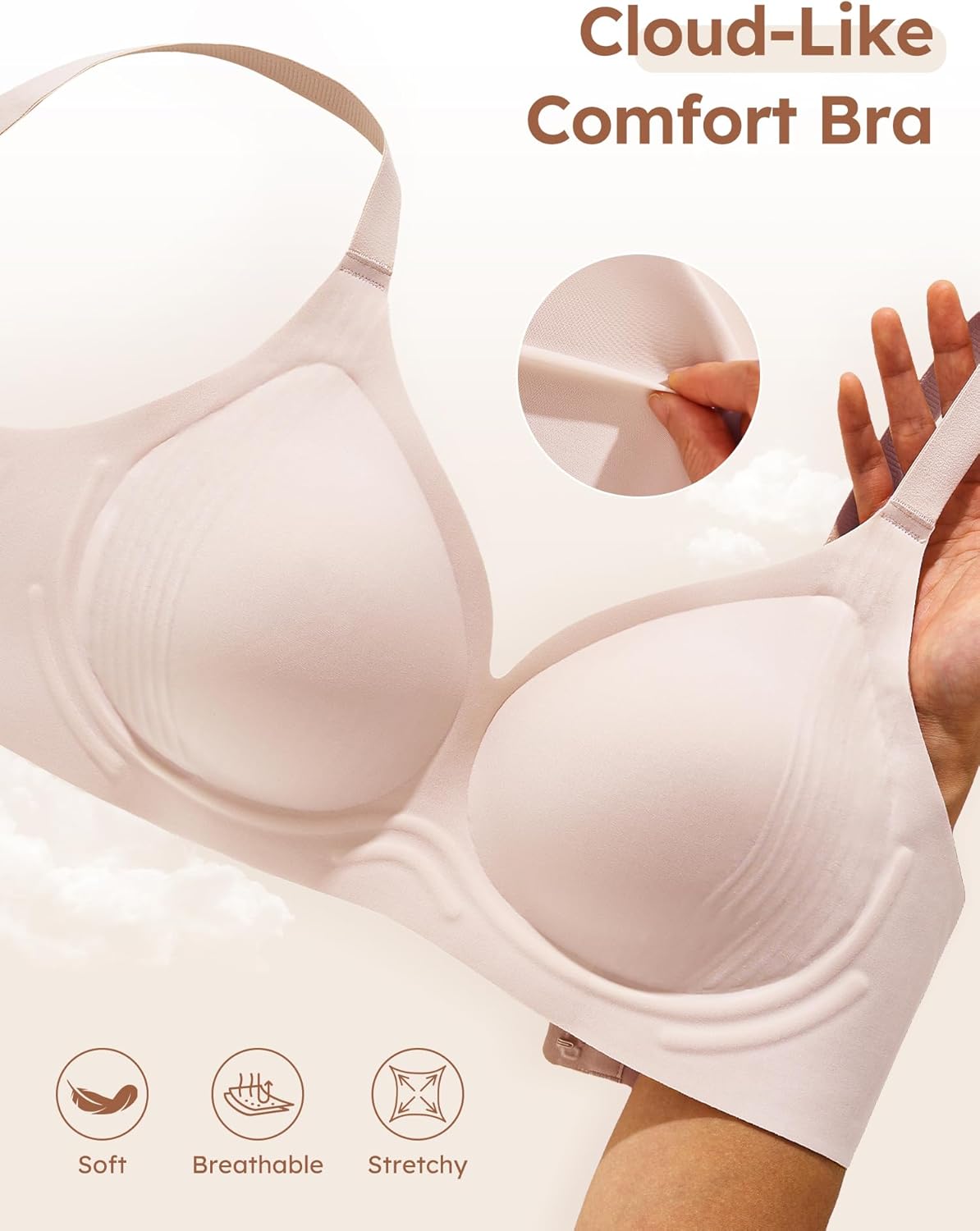 Wireless Jelly Bras for Women - S-3XL Seamless Bra No Underwire Full Coverage Supportive Comfort T-Shirt Bralette - Image 2