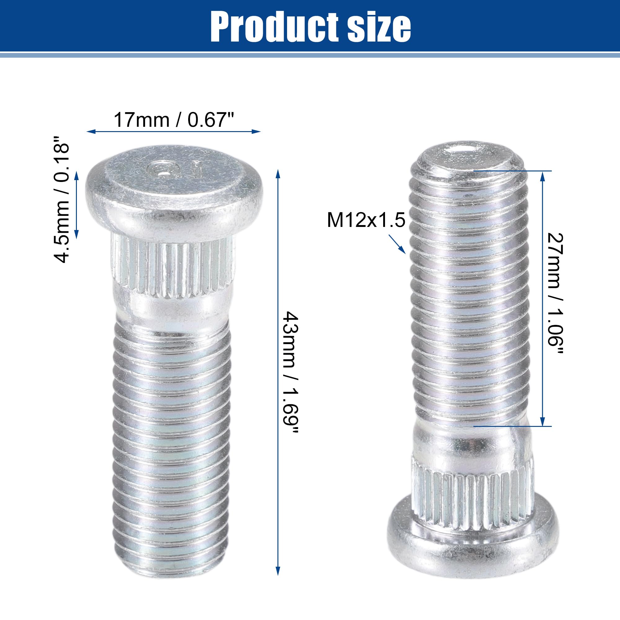 ACROPIX M12x1.5 Front or Rear Wheel Lug Stud Fit for Honda Accord