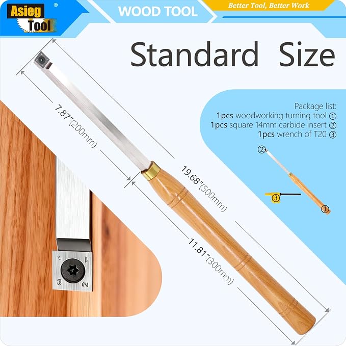 Herramienta de torneado de madera con inserto de carburo, longitud 19.68 pulgadas miniatura 2