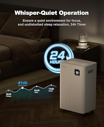 Miniatura 6 de Deshumidificador de 4500 pies cuadrados para sótano, deshumidificadores Lienuis 50 Print para el hogar con manguera de drenaje, drenaje automático o