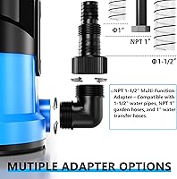 Vista 7 de FOTING Sump Pump 3/4HP Automatic Submersible Water Pump, 2400GPH Thermoplastic Electric Portable Transfer Water Pump for Swimming Pool Garden Pond