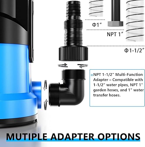 Miniatura 7 de FOTING Bomba de sumidero 34HP Bomba de agua sumergible automática 3 modos, 2400 GPH termoplástica eléctrica portátil bomba de agua de transferencia