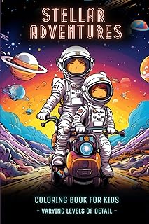 Stellar Adventures Coloring Book for Kids: Space-themed pages with cosmic creatures, celestial bodies, galactic scenes, and more | 6" x 9"