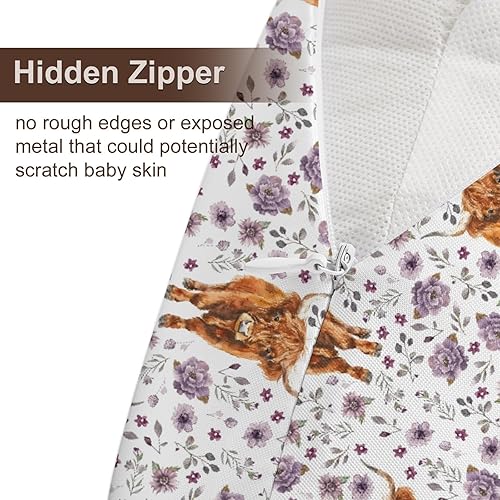 Miniatura 5 de Funda de almohada de lactancia con diseño de flores de vaca de granja occidental, unisex, diseño floral de vaca de las tierras altas, funda de