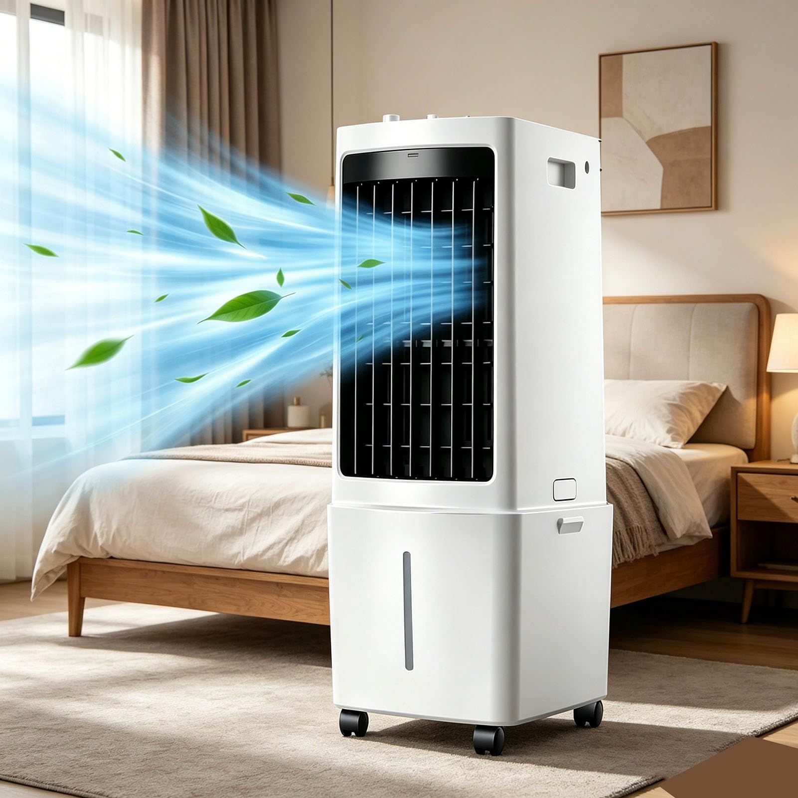 12L Digital Air Cooler, Remote Control, 3 Airflow Modes, Portable with Remote Control， Energy-Saving Evaporative Air Cooler for Bedroom & Home Office, Kids & Pet Friendly