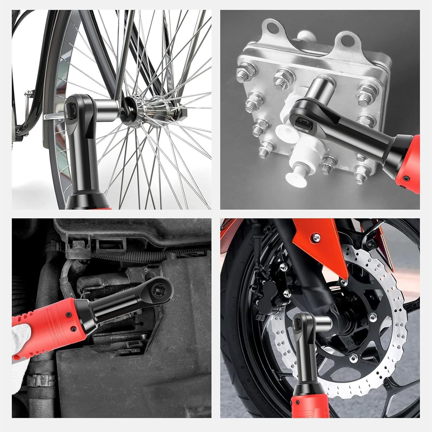 FAHKNS Cordless Ratchet Wrench Set, 3/8" Electric Ratchet Wrench Set 45 ft-lbs 400RPM Power, 18V Ratchet Tool Kit with 2 Battery 2.0Ah Lithium-Ion, 7 Sockets