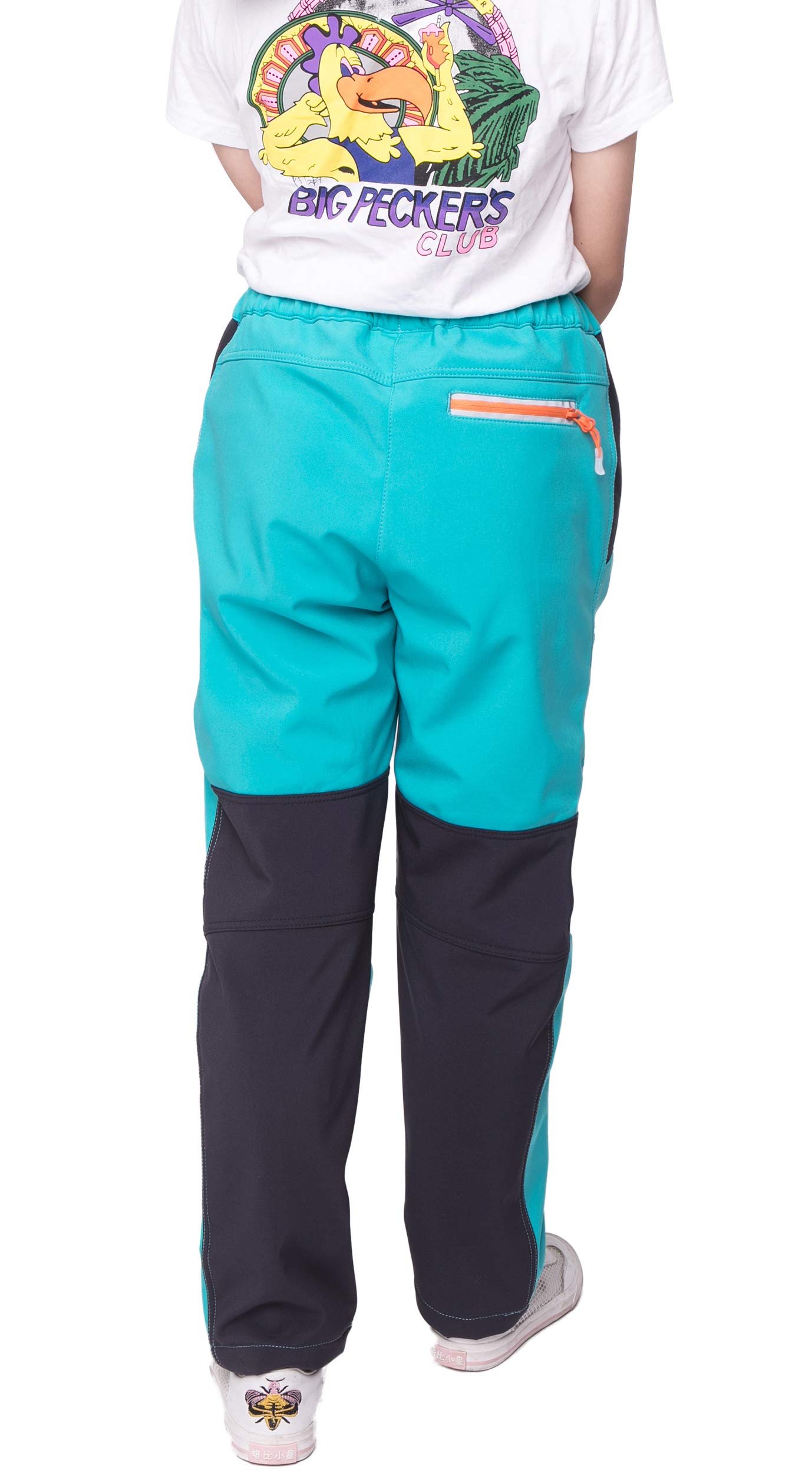 Pantalones de senderismo con forro softshell para niños, resistentes al viento, impermeables, transpirables, cálidos, para exteriores, con rayas reflectantes para niños y niñas (azul, 3XL)
