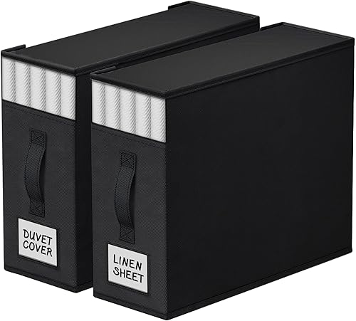 Miniatura 21 de Paquete de 4 Organizadores de Armario para Sábanas y Almacenamiento, Contenedores de Almacenamiento Plegables Resistentes con Ventana y Etiqueta