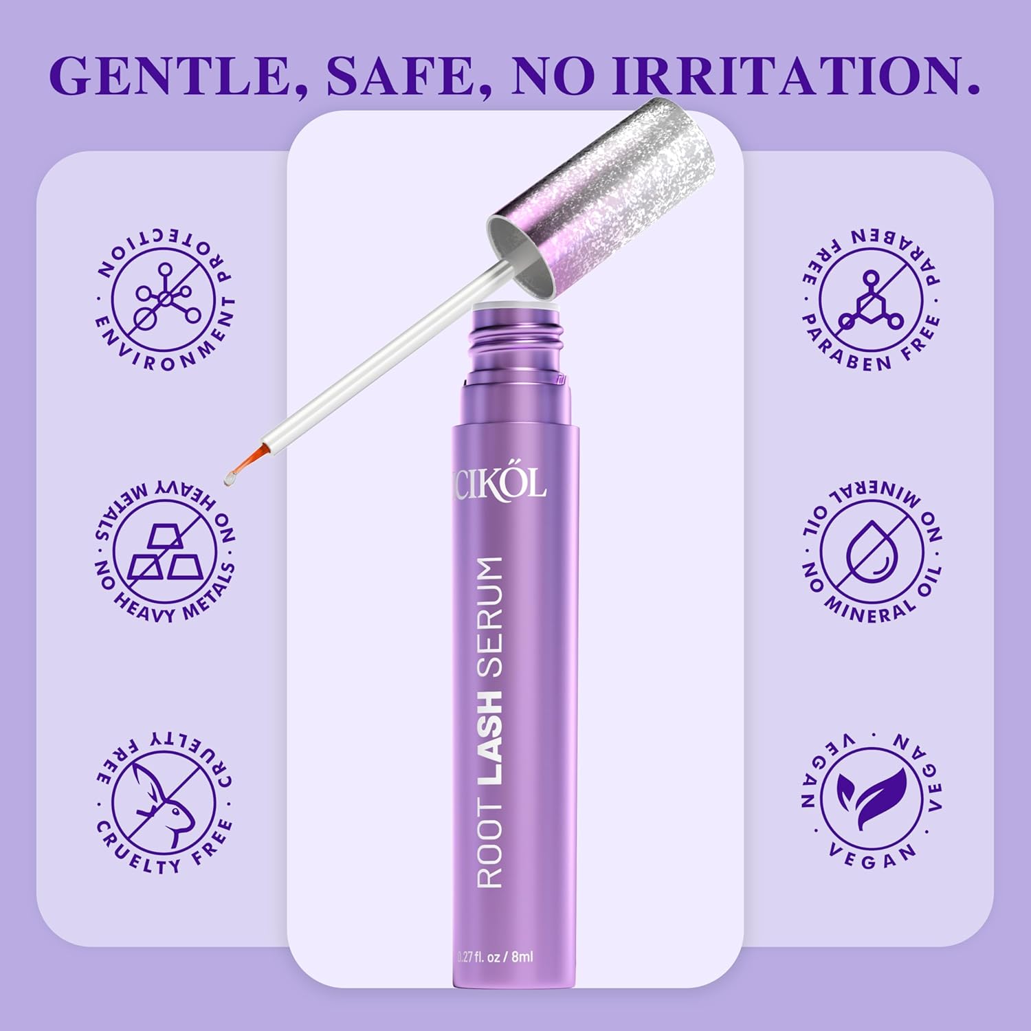 Lash Serum for Eyelash Growth, Advanced Peptide & Biotin Formula for Thicker, Fuller, Longer Lashes in 4-6 Weeks, Lightweight, Gentle for Sensitive Eyes, Vegan & Cruelty-Free, 8ML