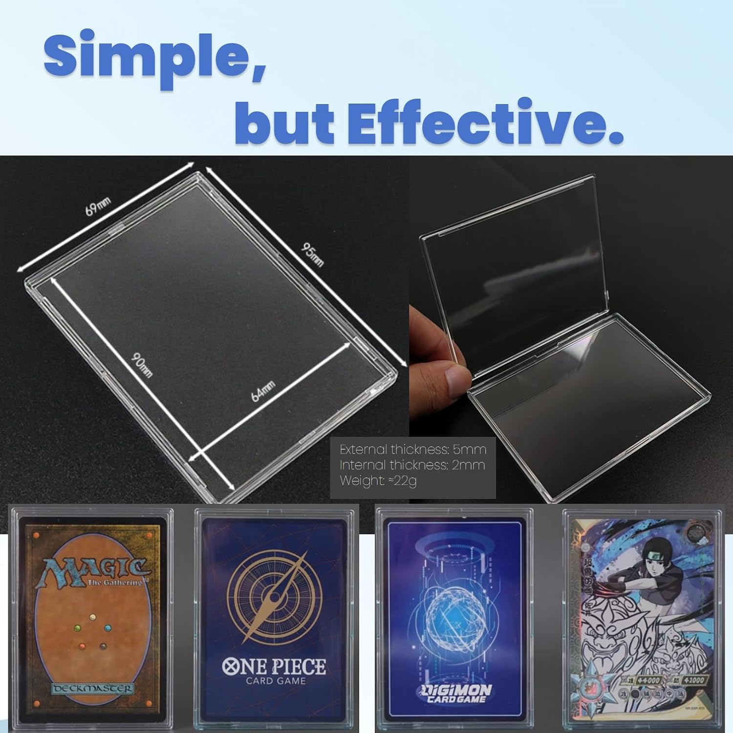 Multicolor Transparent 18 Pack Hard Cards Sleeves Top Loaders-Acrylic Card Protector Clear Card Brick-95mm*69mm-Fit for Rift LOL TCG,OPCG,Trading Cards