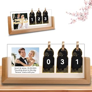 Engagement Gifts for Couples Personalized Wedding Countdown Calendar Customized with Photo/Text Engagement Gift for Women Future Mrs Fiance Newly Engaged Couple