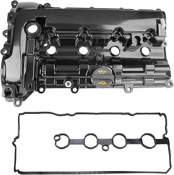 Aluminum Valve Cover fit for Mazda 3 CX-3 CX-5 2.0L PE7W10210 PE0210210A | For 2014-2022 Mazda3, 2016-2021 CX-3, 2013-2016 CX-5, with Gasket Cap, OE Fit, Without Leaking, Upgraded Material, Black