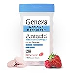 Genexa 3 Pack Clean Antacid Chewable Tablets | Maximum Strength Calcium Carbonate for Heartburn, Acid Indigestion & Upset Stomach Relief | Dye Free, 0% Artificial Additives | Berry Flavor, 216ct
