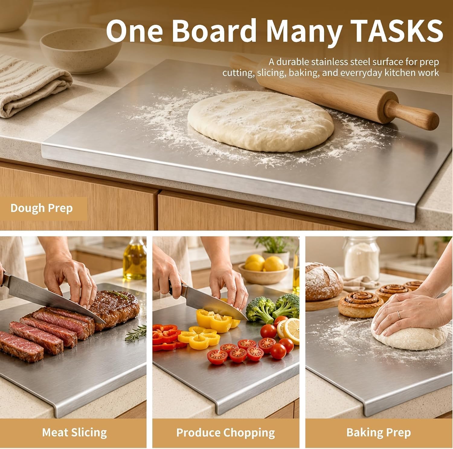 Stainless Steel Cutting Boards for Kitchen, Kneading Board Mats