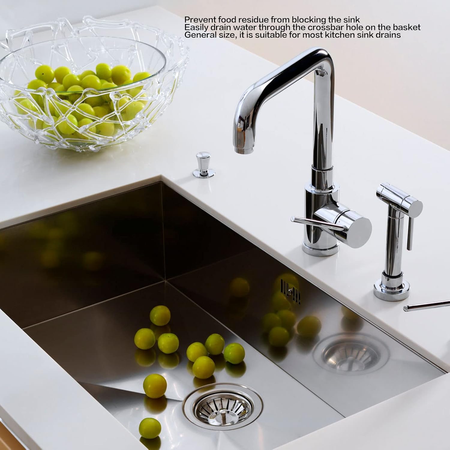 Kitchen Sink Strainer Basket Stainless Steel Thickened Stopper for Home Kitchen