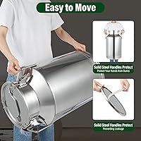 Vista 6 de Lata de leche de 7.39 gales/28 litros – Jarra de leche de acero inoxidable 304, mango grueso con tapa sellada, cubo de leche resistente, recipiente