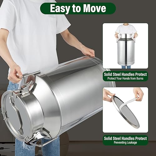 Miniatura 6 de Lata de leche de 7.39 gales28 litros  Jarra de leche de acero inoxidable 304, mango grueso con tapa sellada, cubo de leche resistente, recipiente de