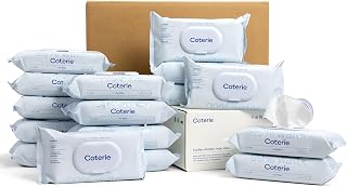 Coterie Baby Wipes, 16 Pack, 896 Count, Unscented Wipes, 99% Purified Water, Plastic-Free & Plant Derived Fibers, Fragrance Free Hypoallergenic Sensitive Skin Baby Essentials, Clean Ingredients