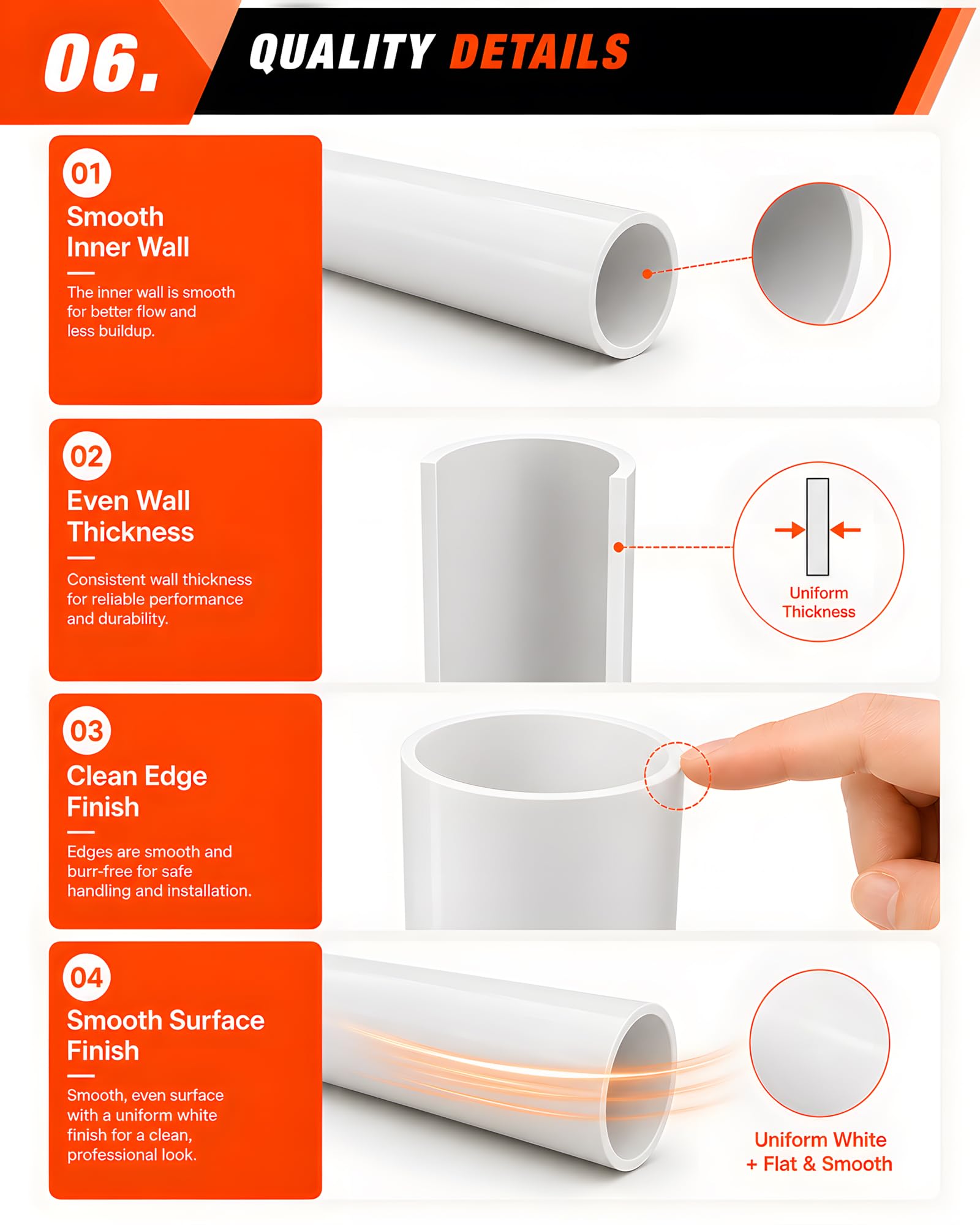 5 tubi in PVC da 3,8 cm, lungo 43 cm, 40 tubi in PVC per progetti fai da te, tubi in PVC di grado per mobili, per serre, giardino, fattoria, officina, scaffali, telaio per mobili, bianco