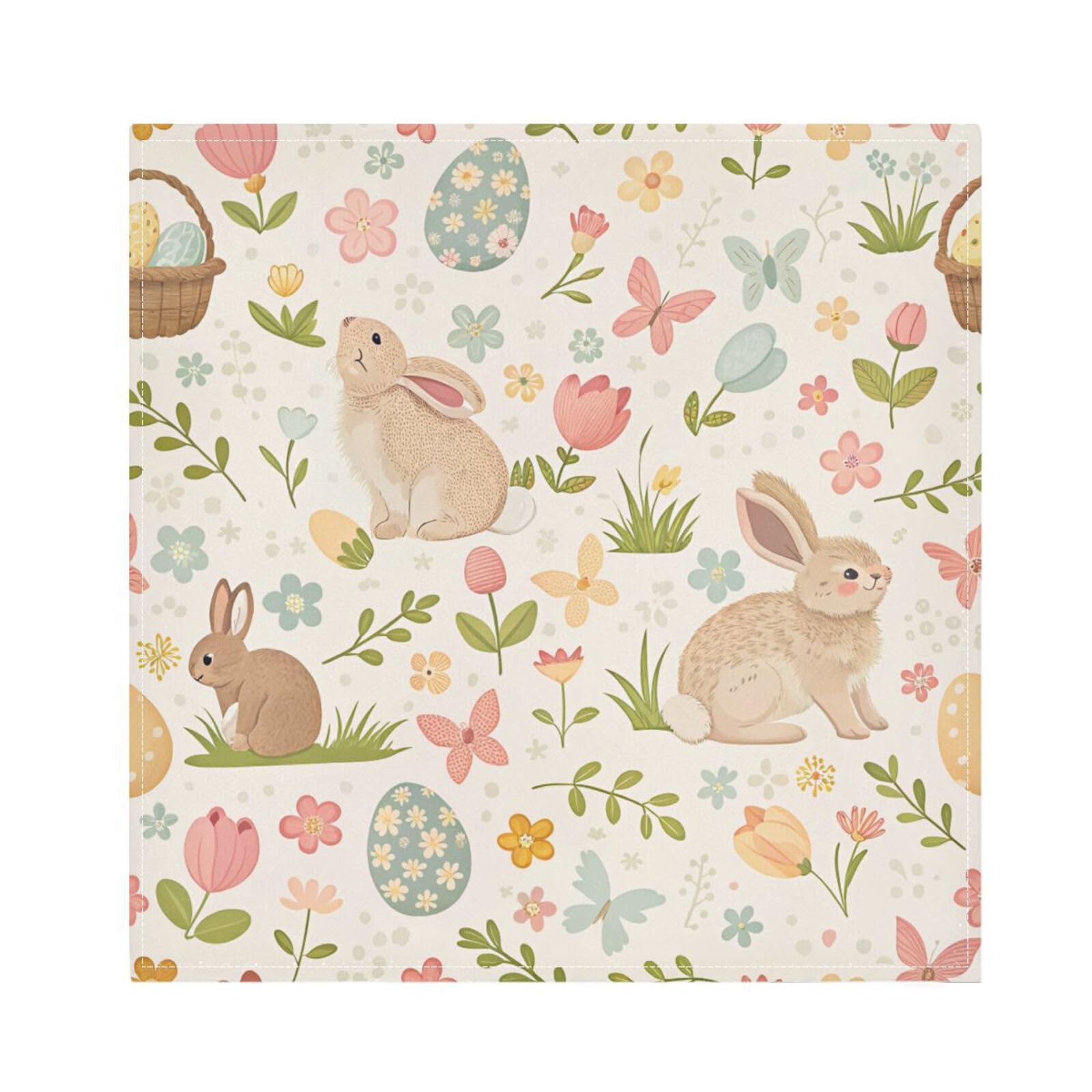 Ttgoth Easter Bunny Cloth Napkin Set of 4 Washable & Reusable Dinner Napkins for Dining Table, Banquets, Wedding, Party, 50x50 cm