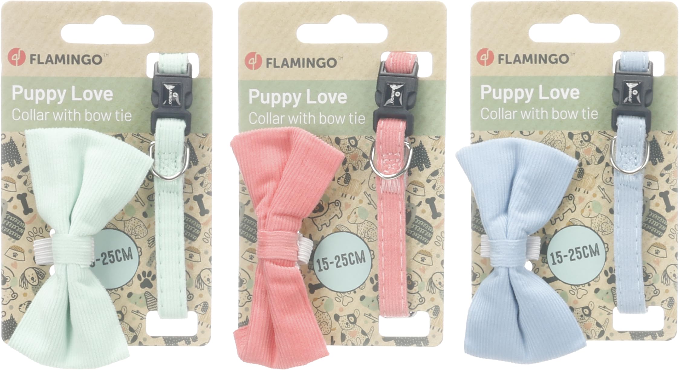 Dog Collar Puppy with bow tie Elfi Multiple colours XXS 15-25cm 10mm