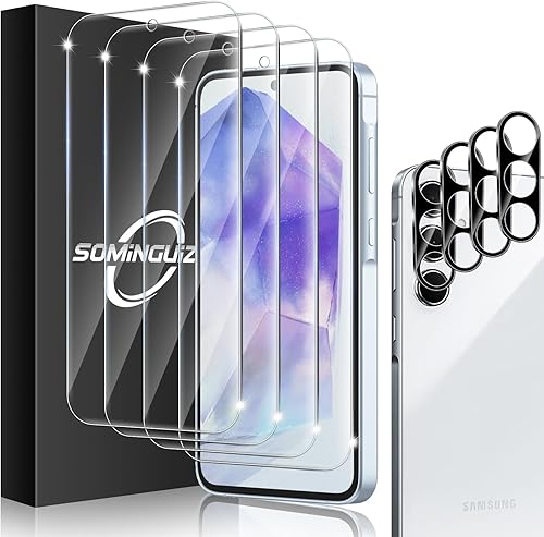 Miniatura 19 de Paquete de 4+4 protectores de pantalla para Samsung Galaxy A14 5G y protector de lente de cámara de teléfono 9H, protector de vidrio templado