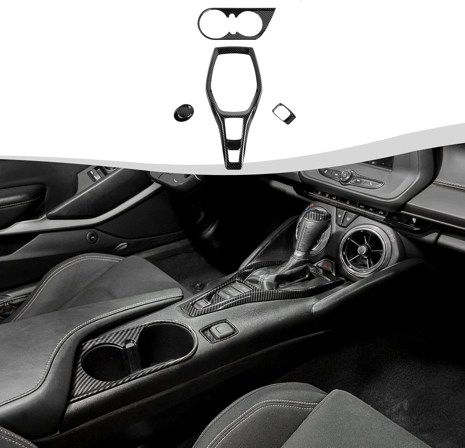 SQQP Carbon Fiber 4Pcs Interior Decoration Trim Kit Fit for