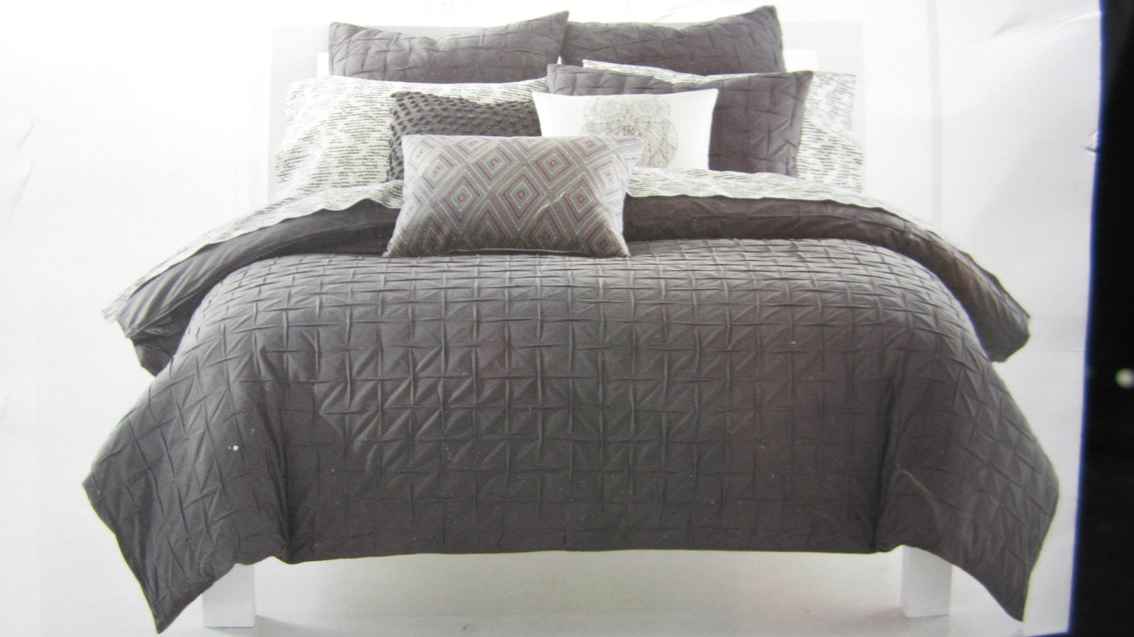 Box Pleat 100% Cotton Twin/Twin XL Comforter Cover: Carbon Gray