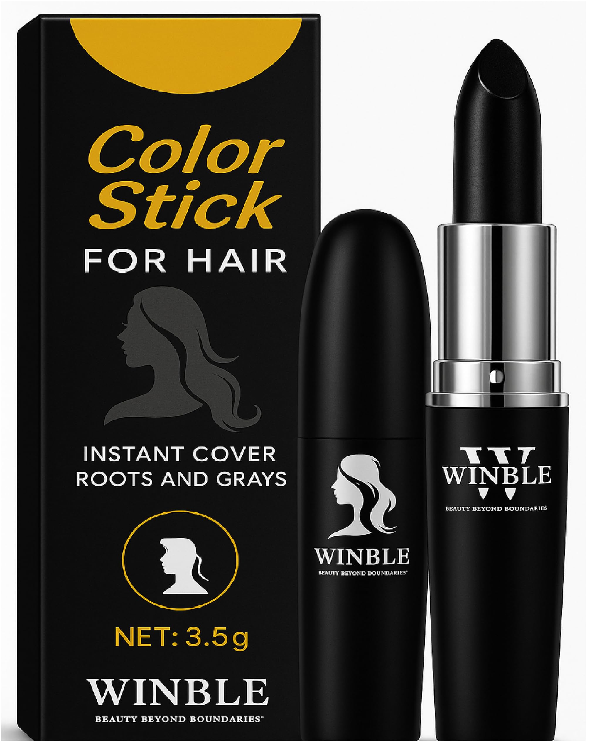 Natural Black Hair Color Stick | Instant Root Touch Up for Grey Hair | Non-Toxic Temporary Hair Dye Pencil for Men & Women | Quick & Mess-Free Hair Colour Stick