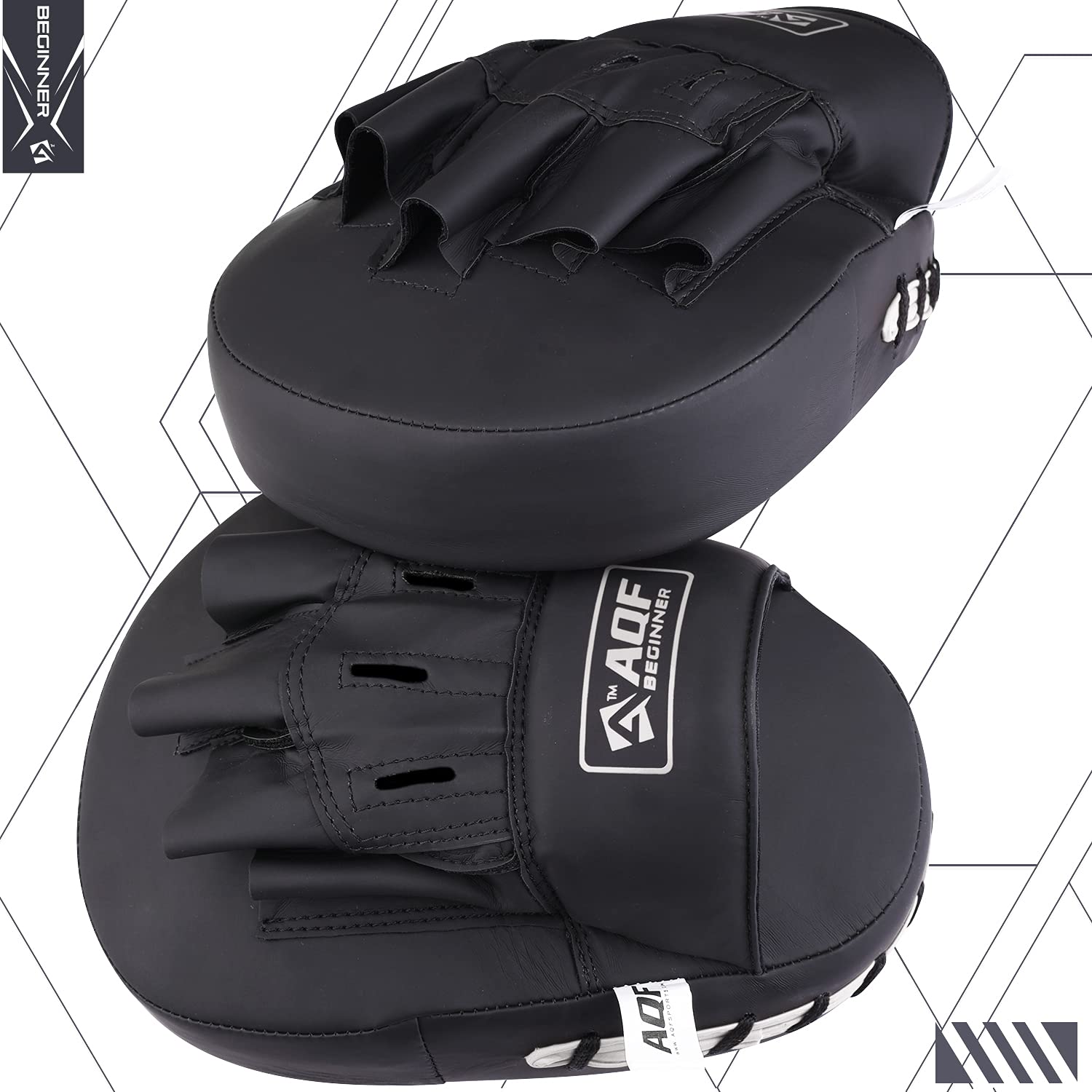 AQF Mitaine Boxe, Patte d'Ours, Pao, Cible Rex en Cuir Incurvé pour Thai Frappe, Focus Gant pour MMA, Muay Thai, Kickboxing, Karaté & Arts Martiaux