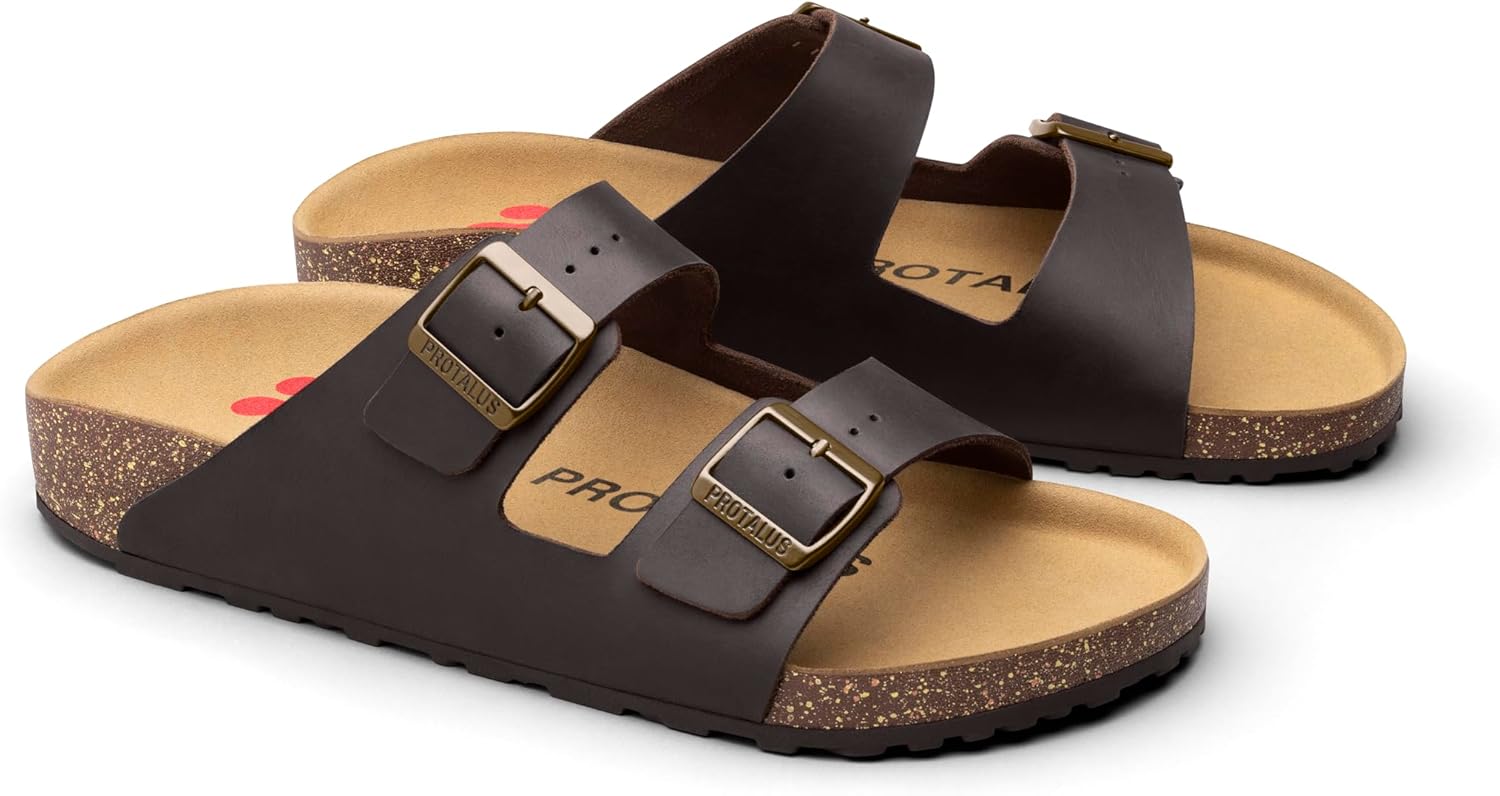 Protalus Women’s Cascade Sandal – Full-Grain Leather, Built-In Alignment Technology, Deep Heel Cup & Arch Support for Plantar Fasciitis Relief