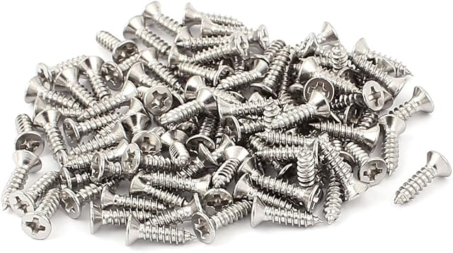 sourcingmap Stainless Steel Flat Head Phillips Self-Tapping Screw 12mmx3mm 100Pcs