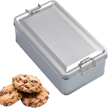 Rectangle Tinplate Storage Box Dustproof Cookie Snack Jar Lidded Cracker