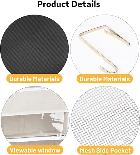 Miniatura 7 de Organizador de 5 niveles, extra grande detrás de la puerta de almacenamiento de 10 compartimentos, capacidad de peso de 80 libras, organizador de