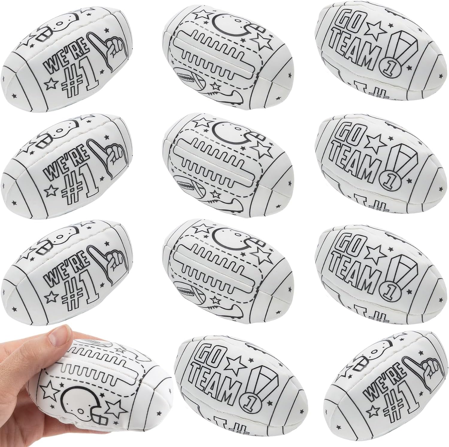 Color Your Own Footballs - Craft Kits - 12 Pieces