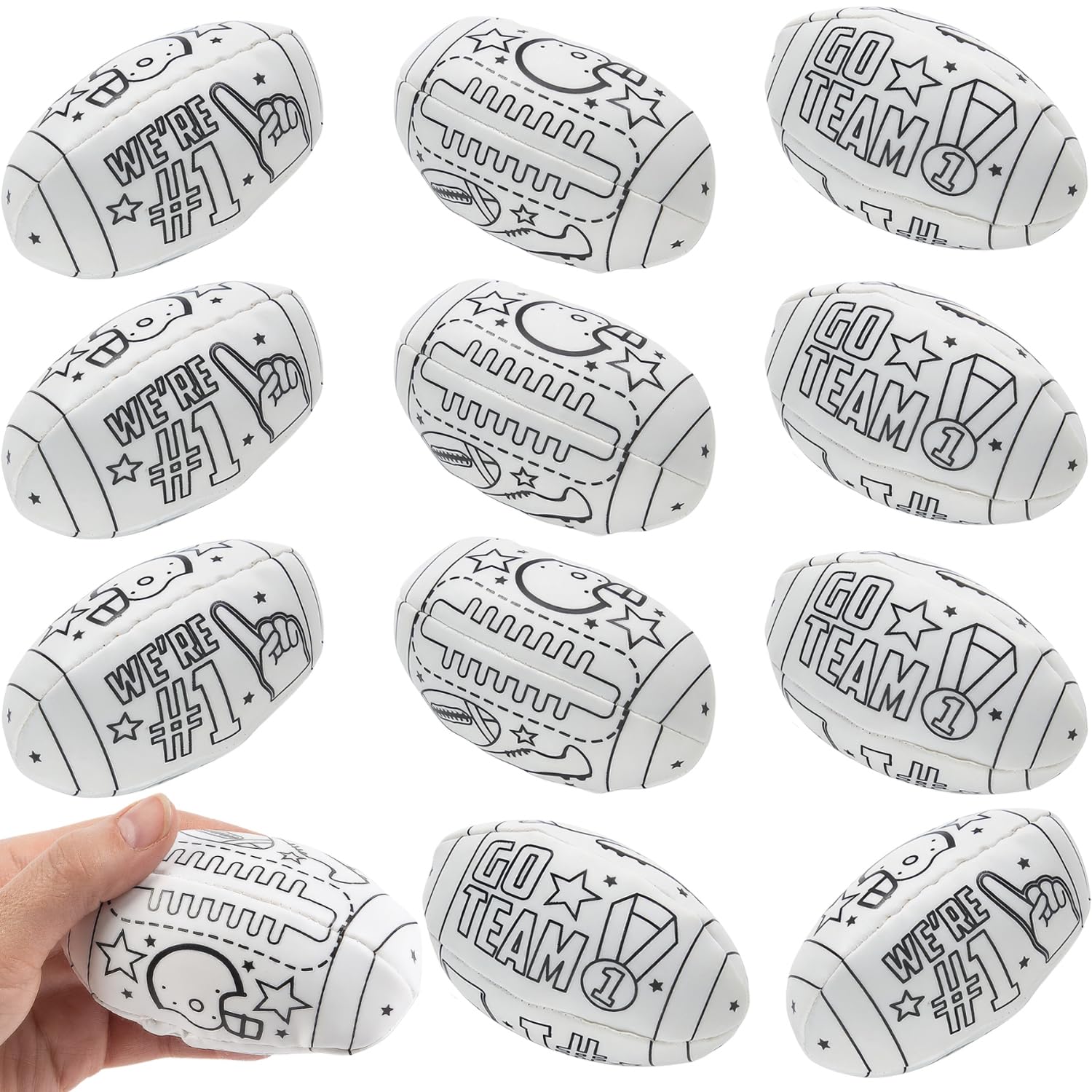 Color Your Own Footballs - Craft Kits - 12 Pieces