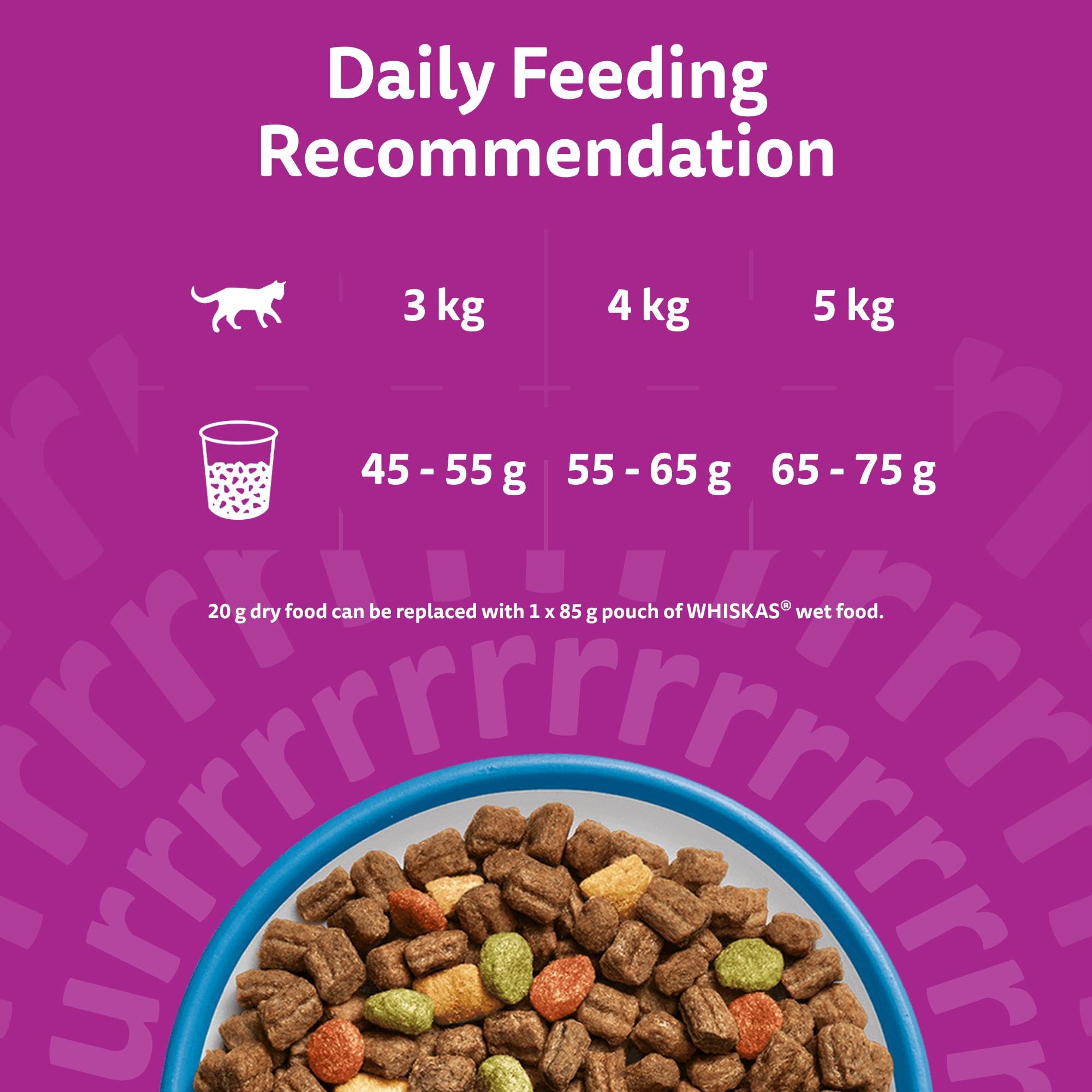 WHISKAS Adult Dry Cat Food 800g with Tuna (Pack of 5)