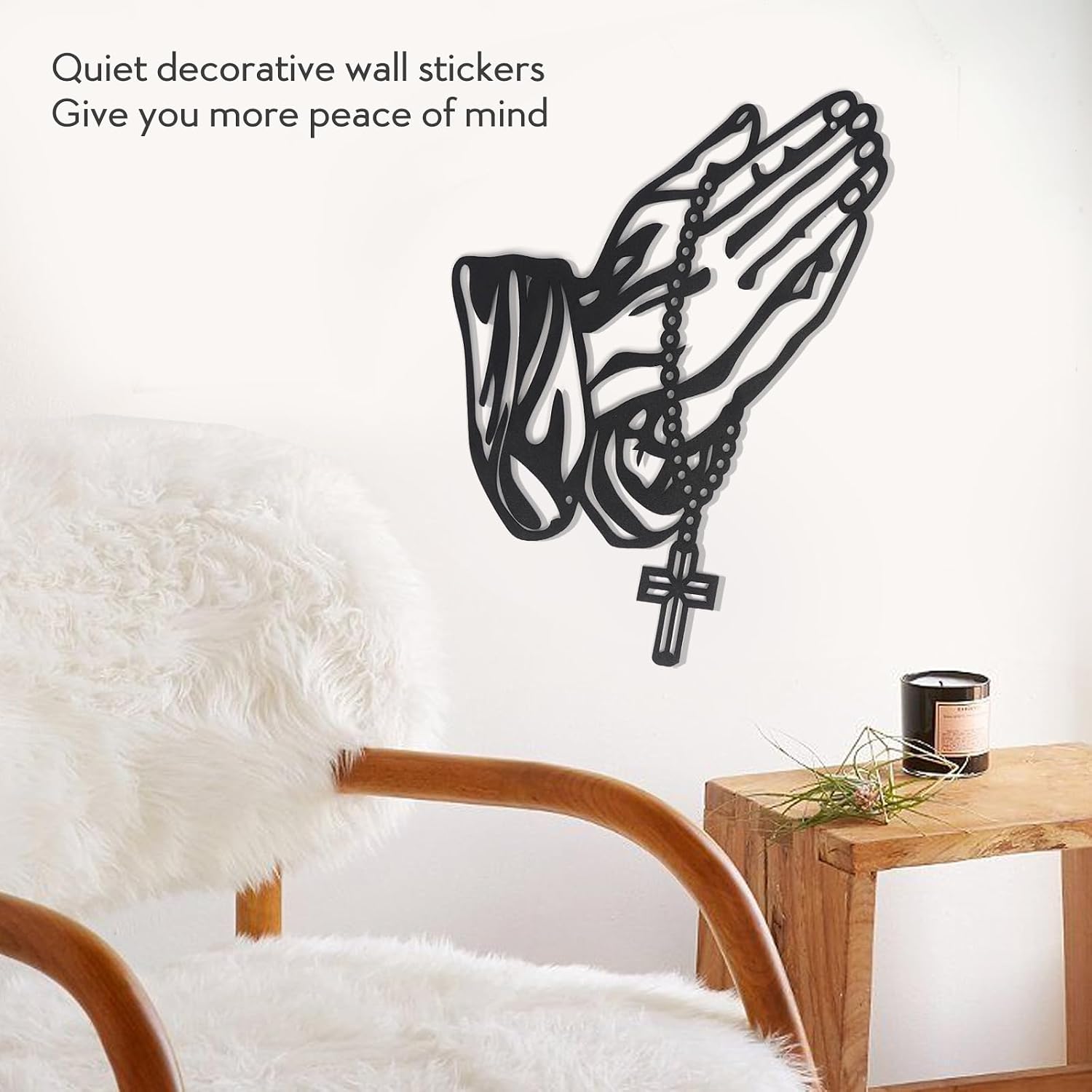 ShxTrade Prayer Hand Decoration Black Metal Wall Decoration