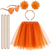 QLINLEAF Women Tutu Costume Accessories Set With Headband Sunglasses Halloween 80s Cosplay Birthday Party