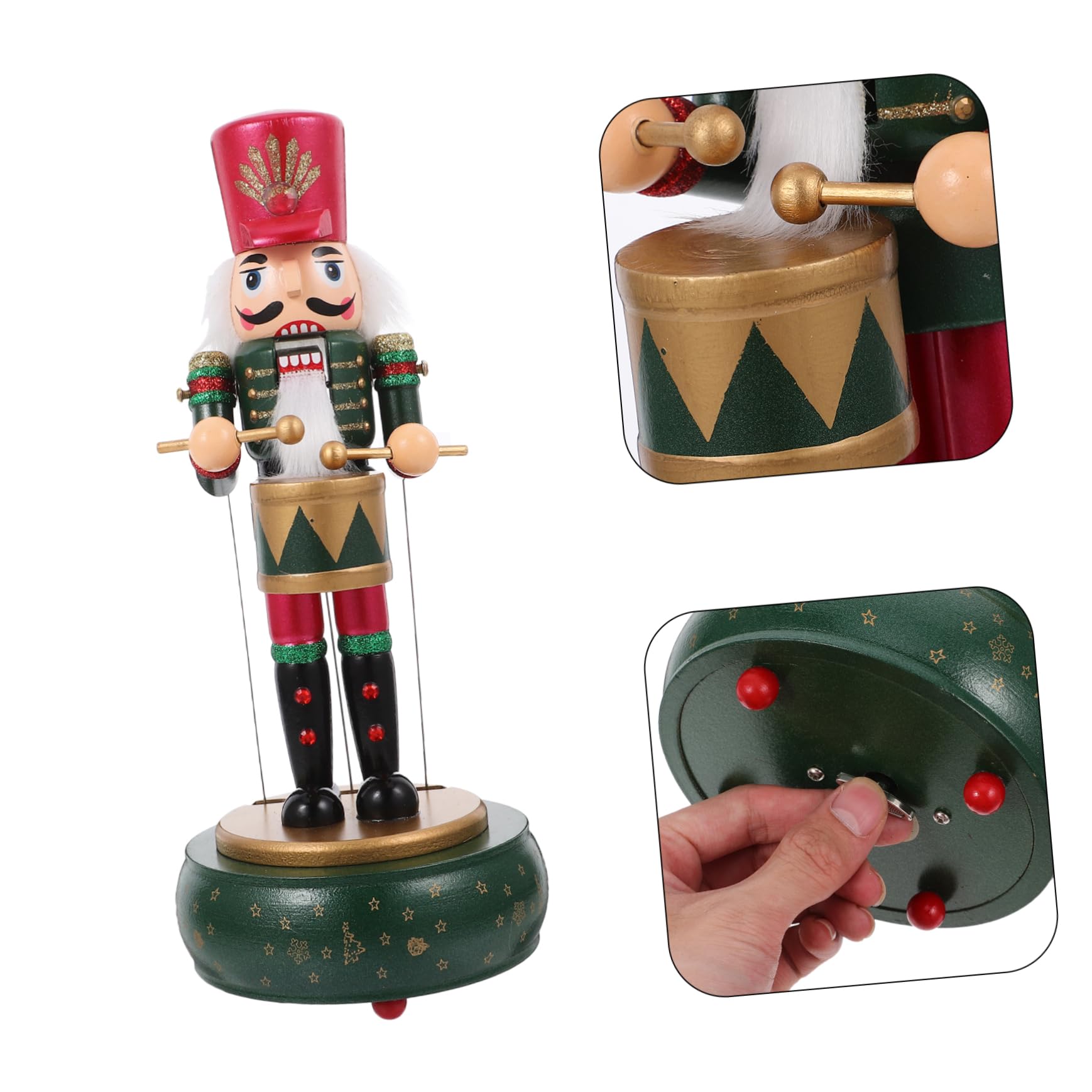 Alipis Schiaccianoci Soldato con Carillon Decorazione Natalizia in Legno Figura da Tavolo per Feste di Natale e Esposizione Soggiorno