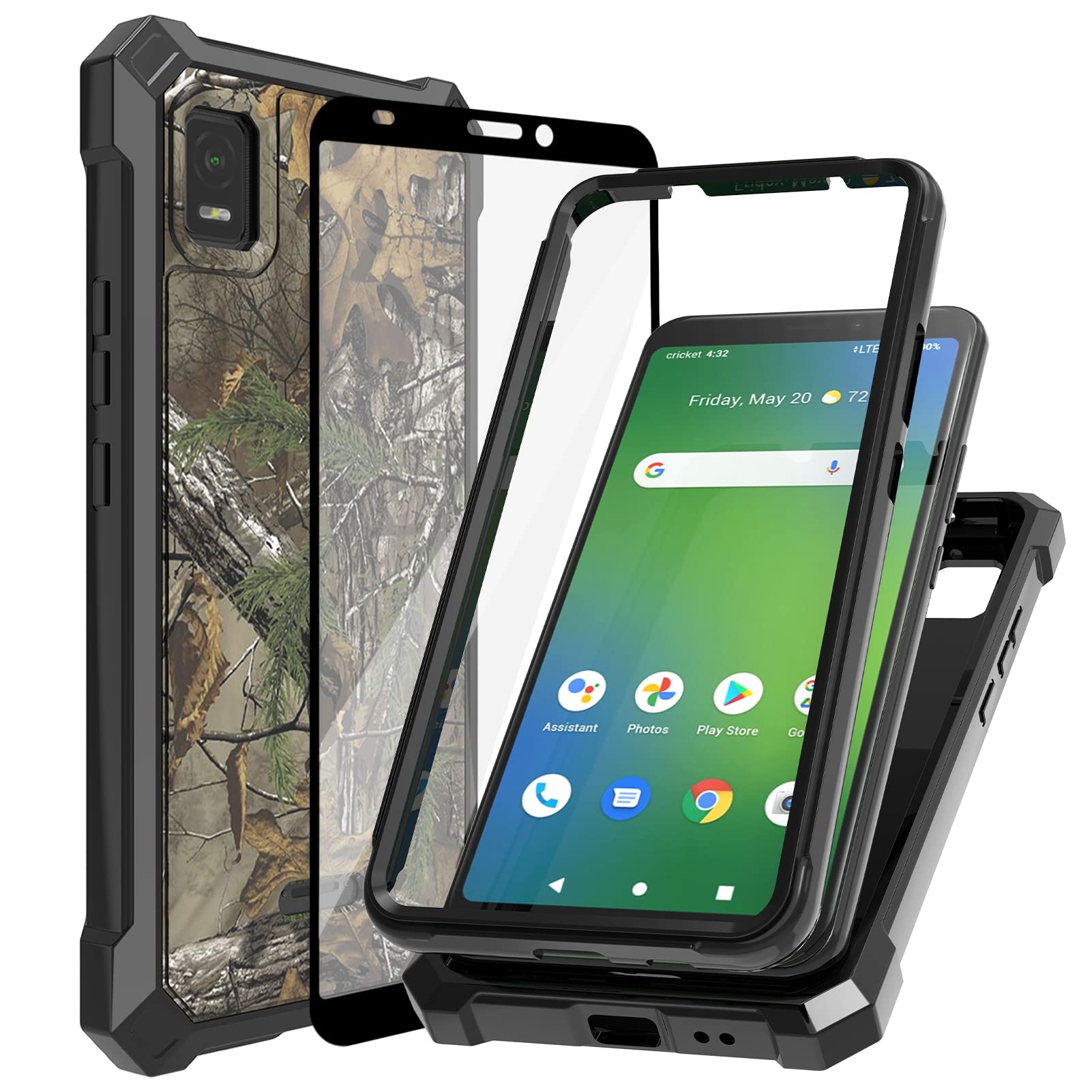 Ailiberfor Cricket Vision Plus Phone Case, Cricket Vision+ Case with Screen Protector, 2 Layer Protection, Shockproof Corners TPU Bumper, Military Grade Rugged Protective Cover for Vision Plus-Camo