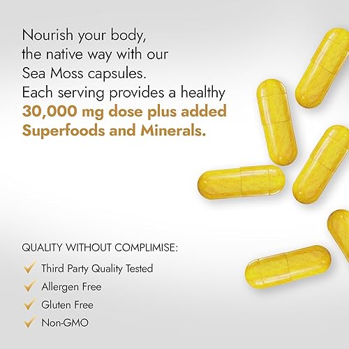 Miniatura 2 de (2 botellas) Cápsulas de musgo marino más superalimentos  Aceite de semilla negra de musgo marino Ashwagandha Ginger (30,000 mg) píldoras de musgo
