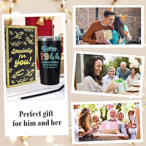 Miniatura 6 de Regalos de cumpleaños número 80 para hombres y mujeres, regalo de cumpleaños de 80 años para él y ella, regalo de 80 cumpleaños de 1944, vaso de