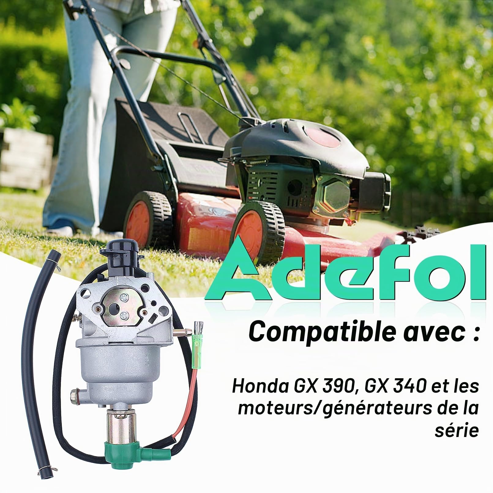 Kit de Carburateur pour Honda GX390 GX340 Moteur, ADEFOL Universel Carburateur avec Bougie d'allumage & Joint & Tuyau et Filtre à Carburant pour Générateur/Moteur 8HP 9HP 11HP 13HP