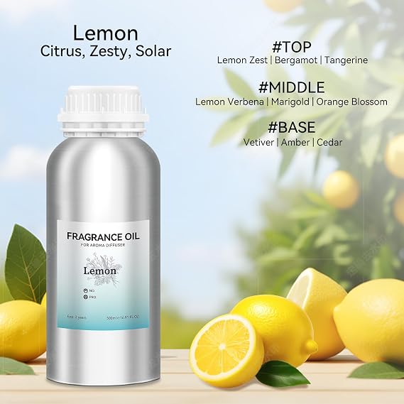 Plug in Diffuser, Waterless Oil Diffuser, Lemon Diffuser Oil (500ml / 16.9oz), Essential Oils