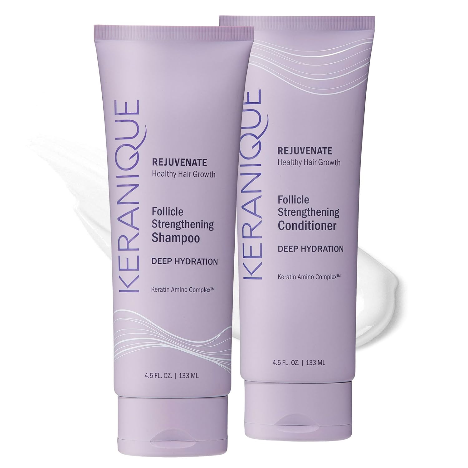 Keranique Deep Hydration Shampoo and Conditioner Set for Dry, Thinning Hair – Keratin, Biotin & Niacinamide – Moisturizing, Strengthening & Volumizing – Sulfate and Paraben Free Keratin Amino Complex™